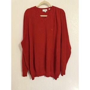 Lacoste Red V Neck‎ Sweater Men's Size 4xl Or 9 FR Big & Tall